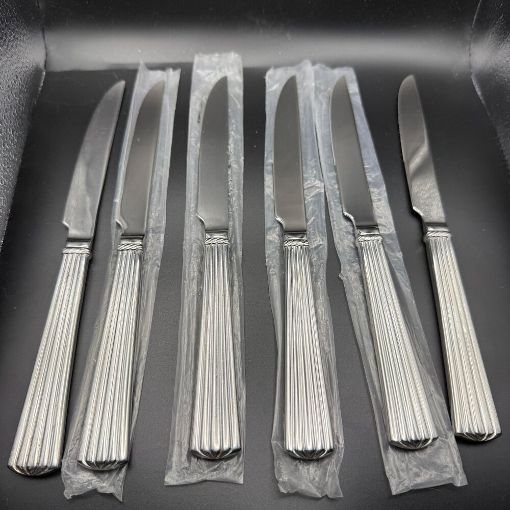 Reed & Barton Trinity Hall 6 Stainless Steel 18/10 Hollow Serrated Steak Knives